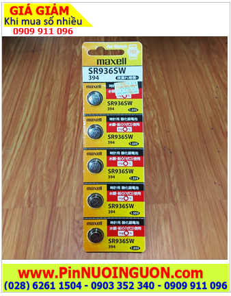 COMBO 01vỉ=5viên Pin đồng hồ 1.55v Silver Oxide Maxell PRO SR936SW-Pin 394 _Giá chỉ 149.000/Vỉ 5v